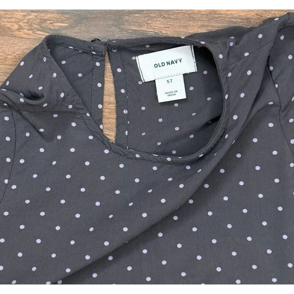 Old Navy Toddler Girls Polka Dot Gray Lavender Swing Twirl Dress 3T